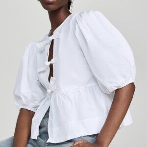 GANNI Cotton Poplin Peplum Blouse